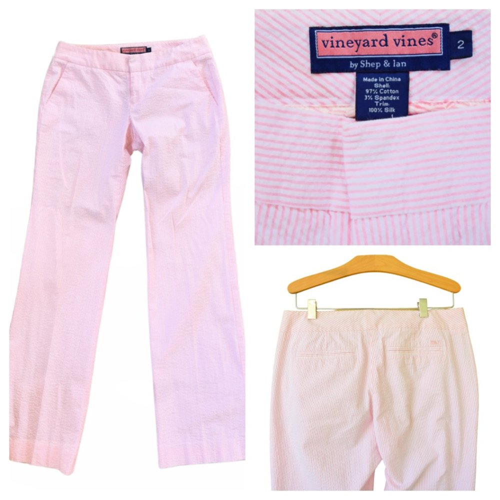 VINEYARD VINES Pink Stripe Seersucker Pants